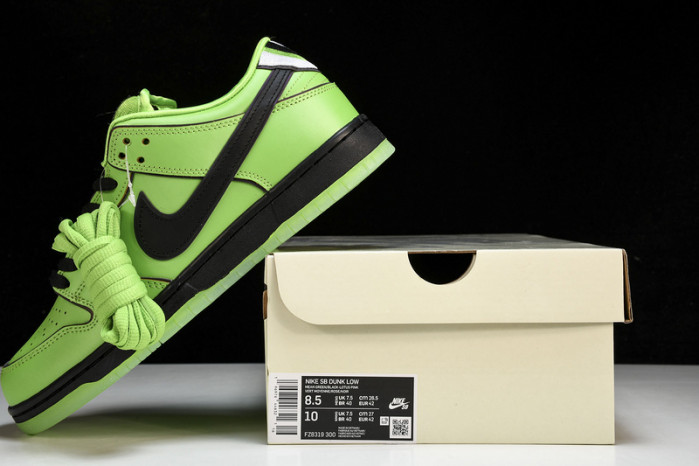 the powerpuff girls x nike sb dunk low “buttercup” fz8319-300