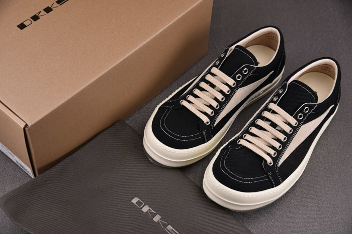r1ck 0wens sneakers copshpe or-low top37 drkshdw black （denim fabric）