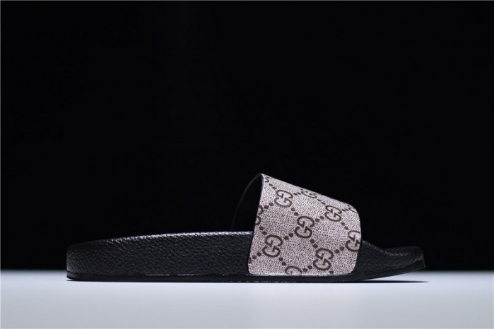 gc leather slide sandal with plaid